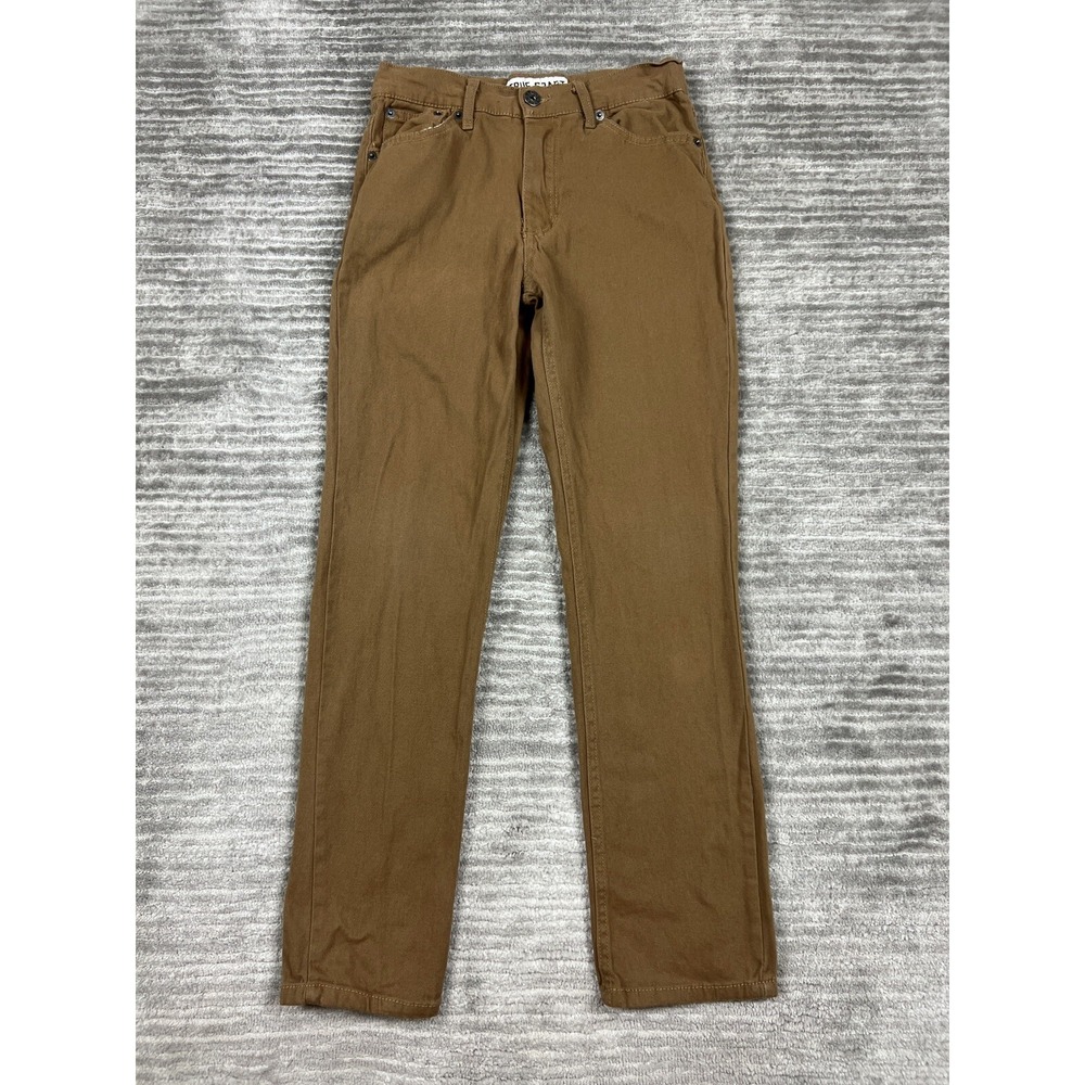 True Craft Pants Boys 12 Brown Skinny Adjustable‎ Waist Casual